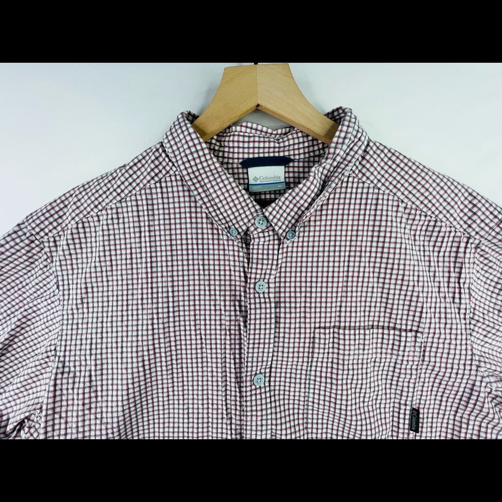 COLUMBIA MENS SZ XL SHORT SLEEVE CHECK CASUAL BUTTON DOWN SHIRT